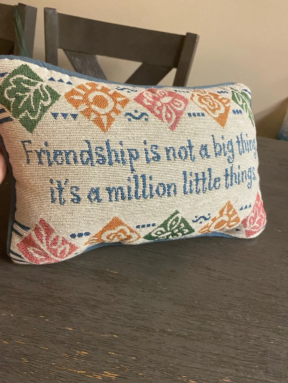 Embroidered Friendship Quote Accent Pillow - Multicolor - Picture 1 of 4
